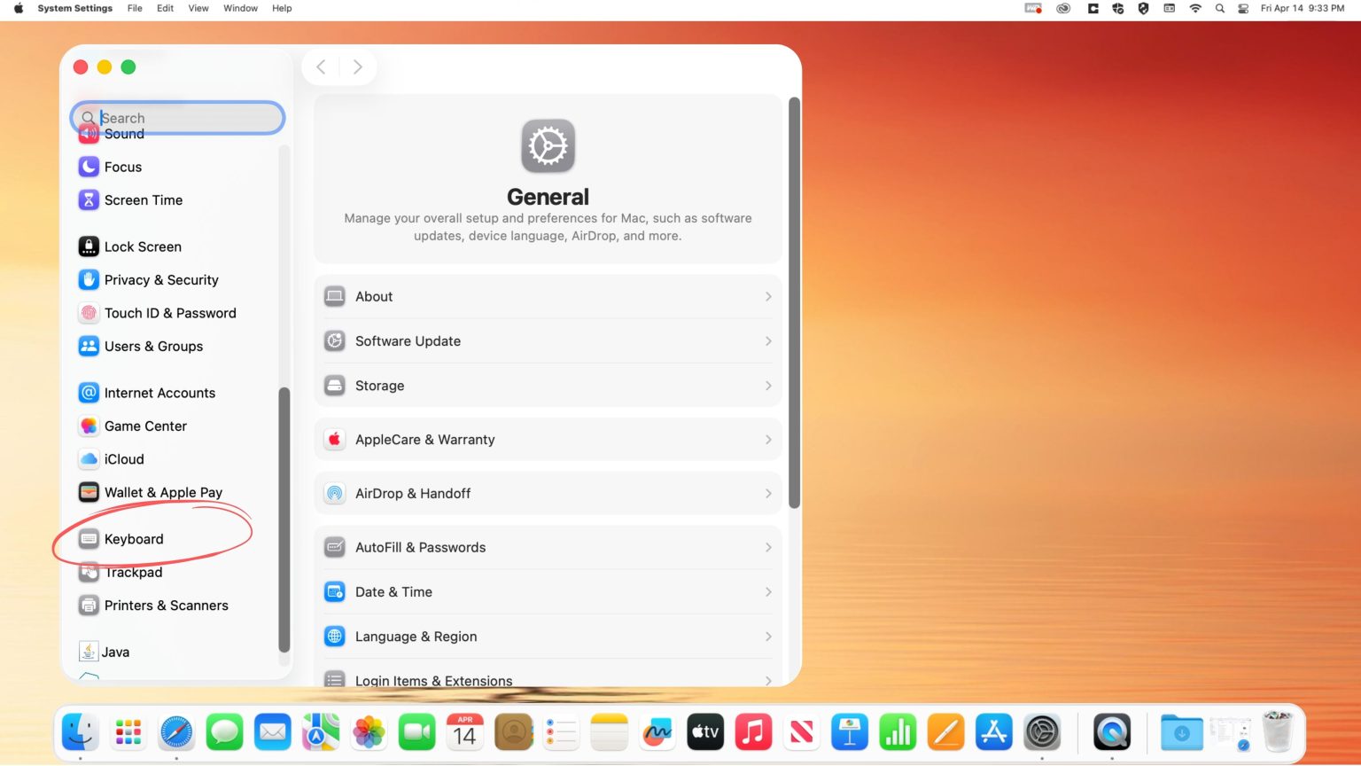 Mac search bar menu