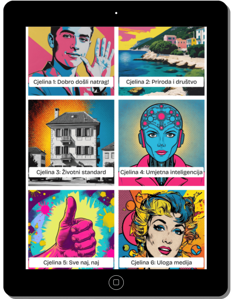 screenshot of Navrh Jezika digital textbook viewed on a tablet